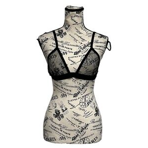 Urban Outfitters Black Sheer Glitter Goth Grunge Wireless M Rave Party 90s 80s
